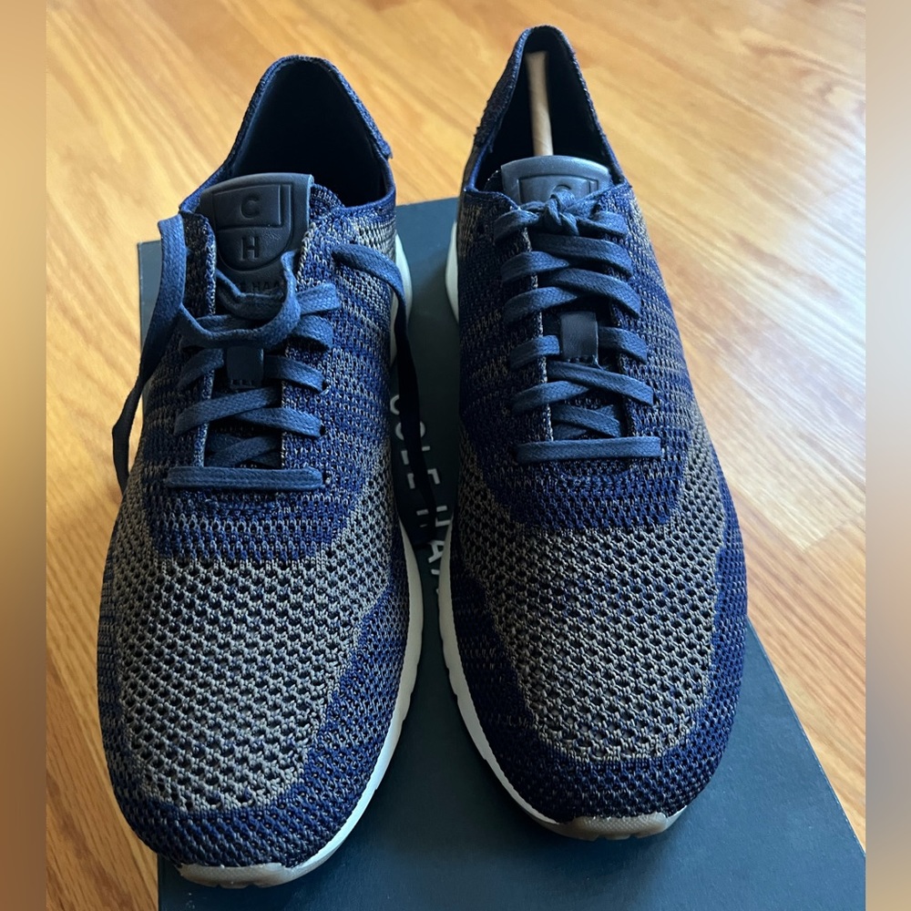 New Cole Haan Mens Grandpro Runner Stitchlite Shoes Blue Gray Lace Up Size 7.5